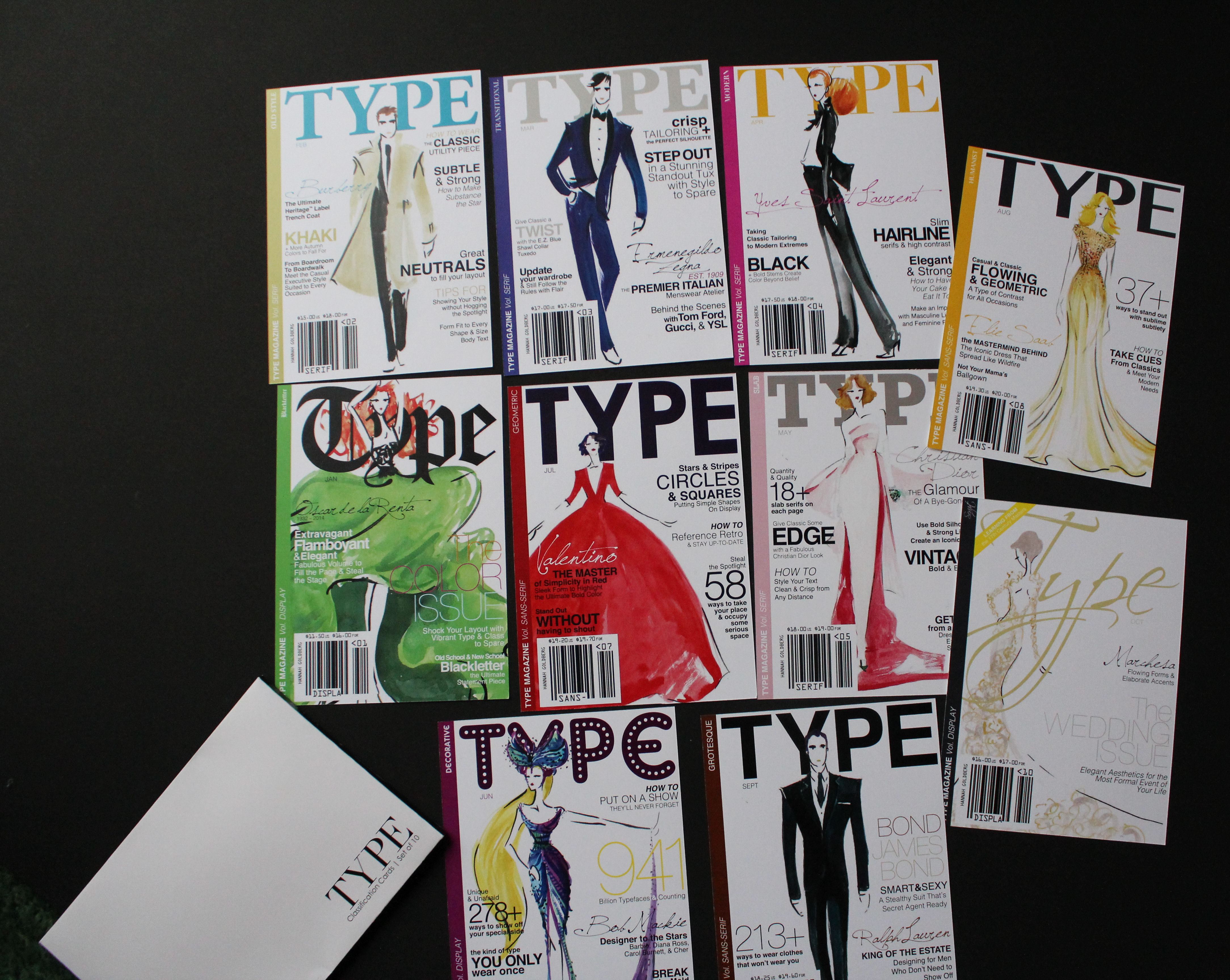 Ten TYPE magazine covers laid out in a grid