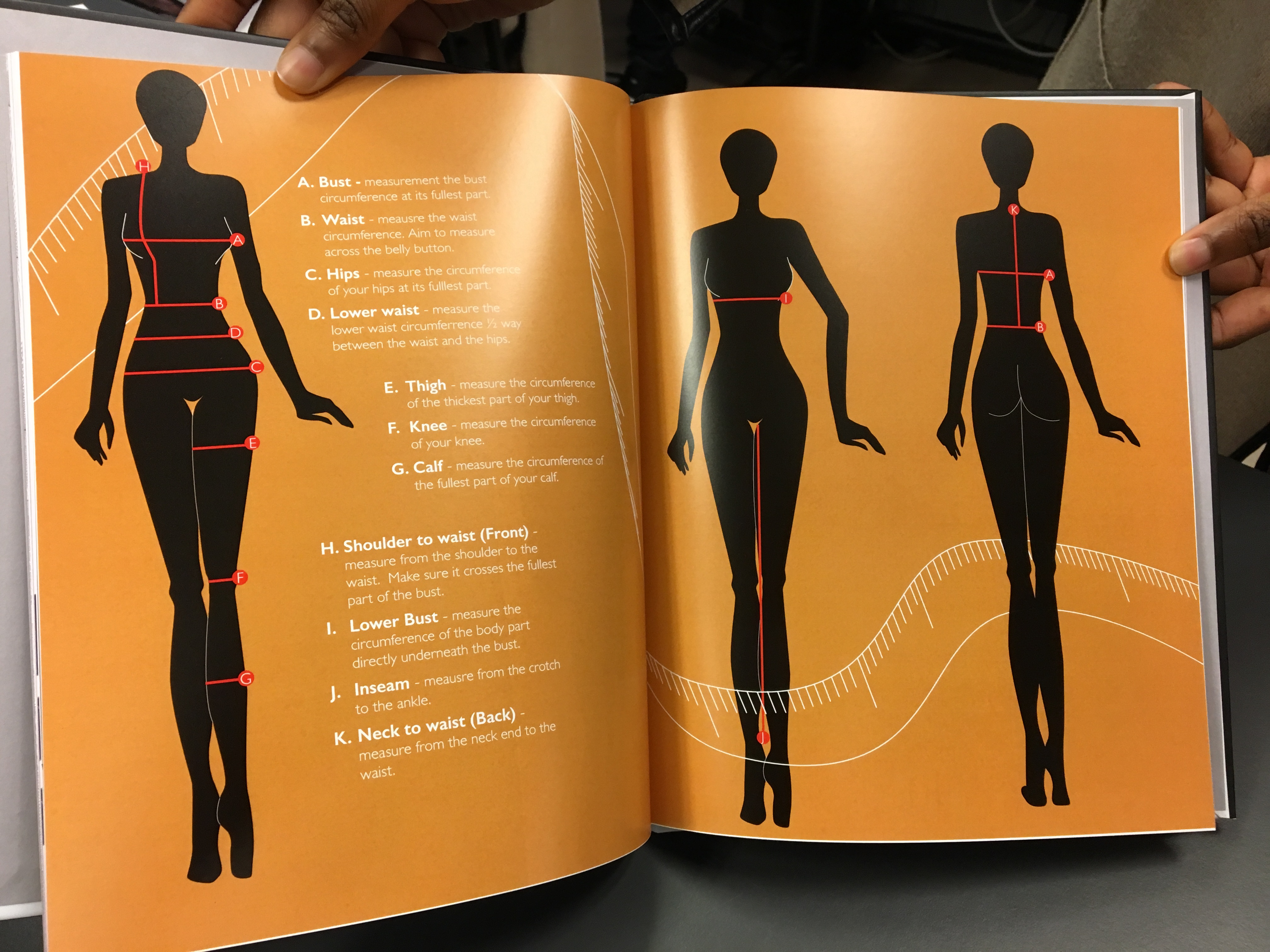 Body measurement diagram spread