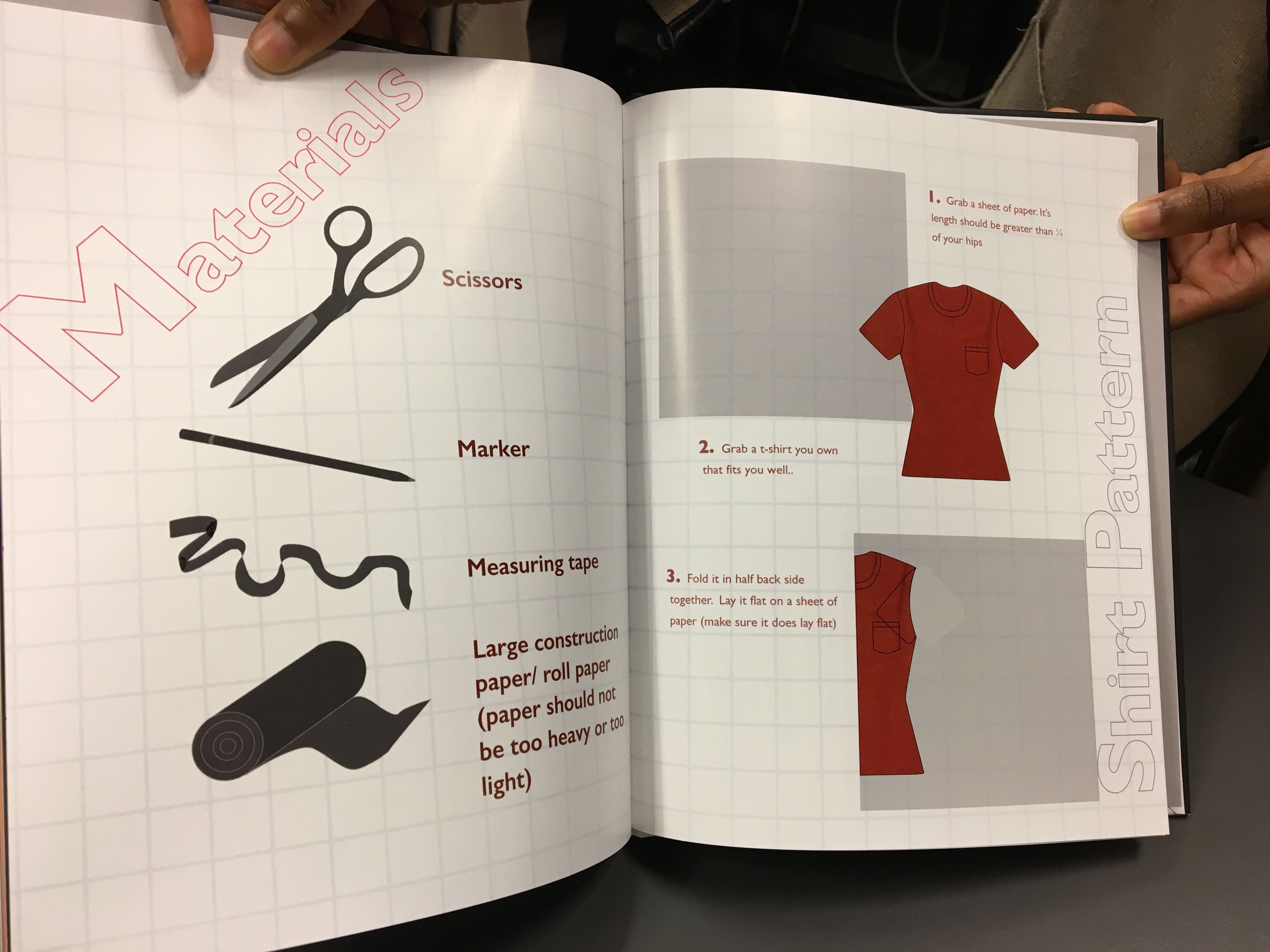 Materials and shirt pattern spread