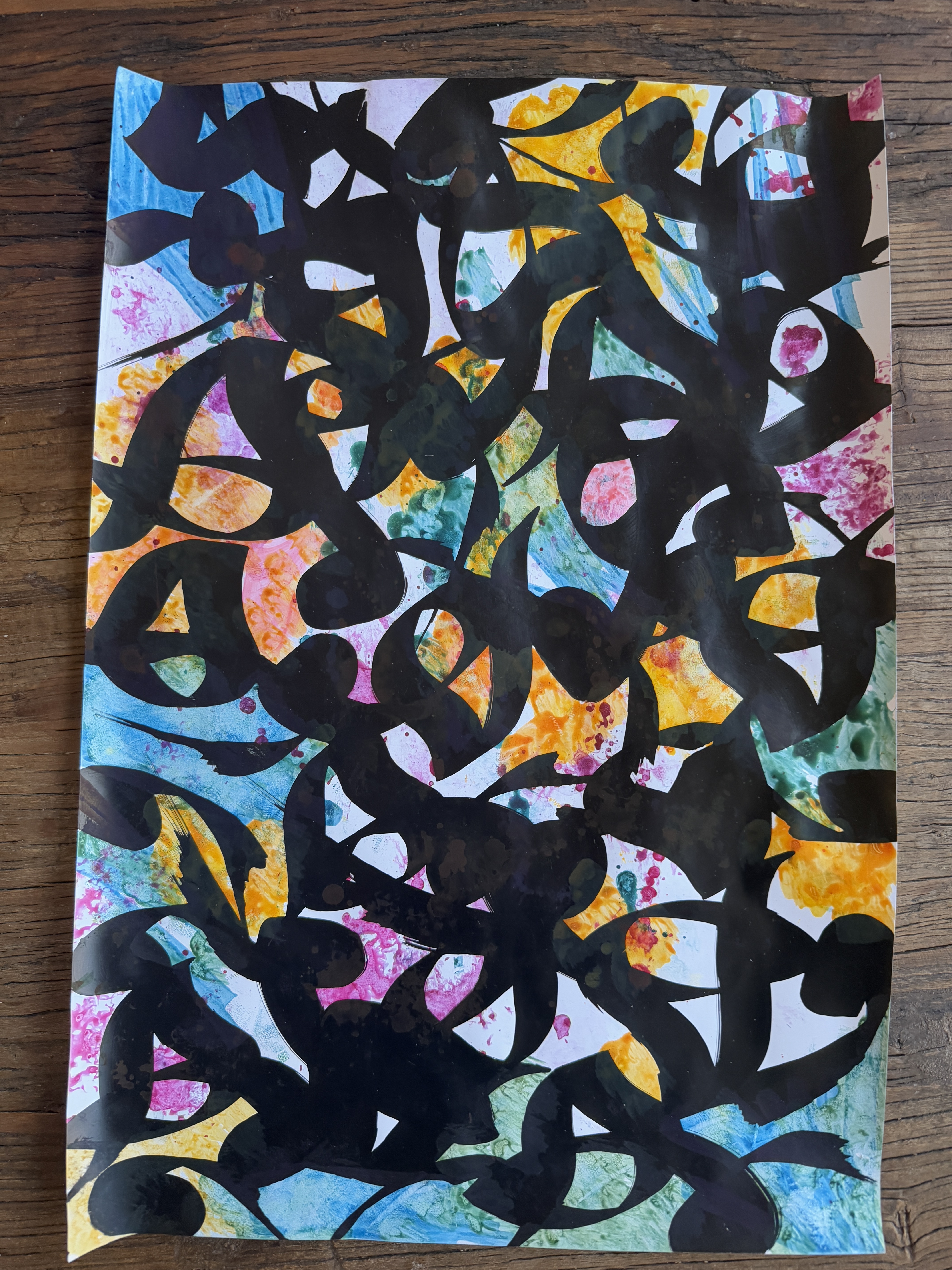 Nafas freestyle calligraphy over marbled colour