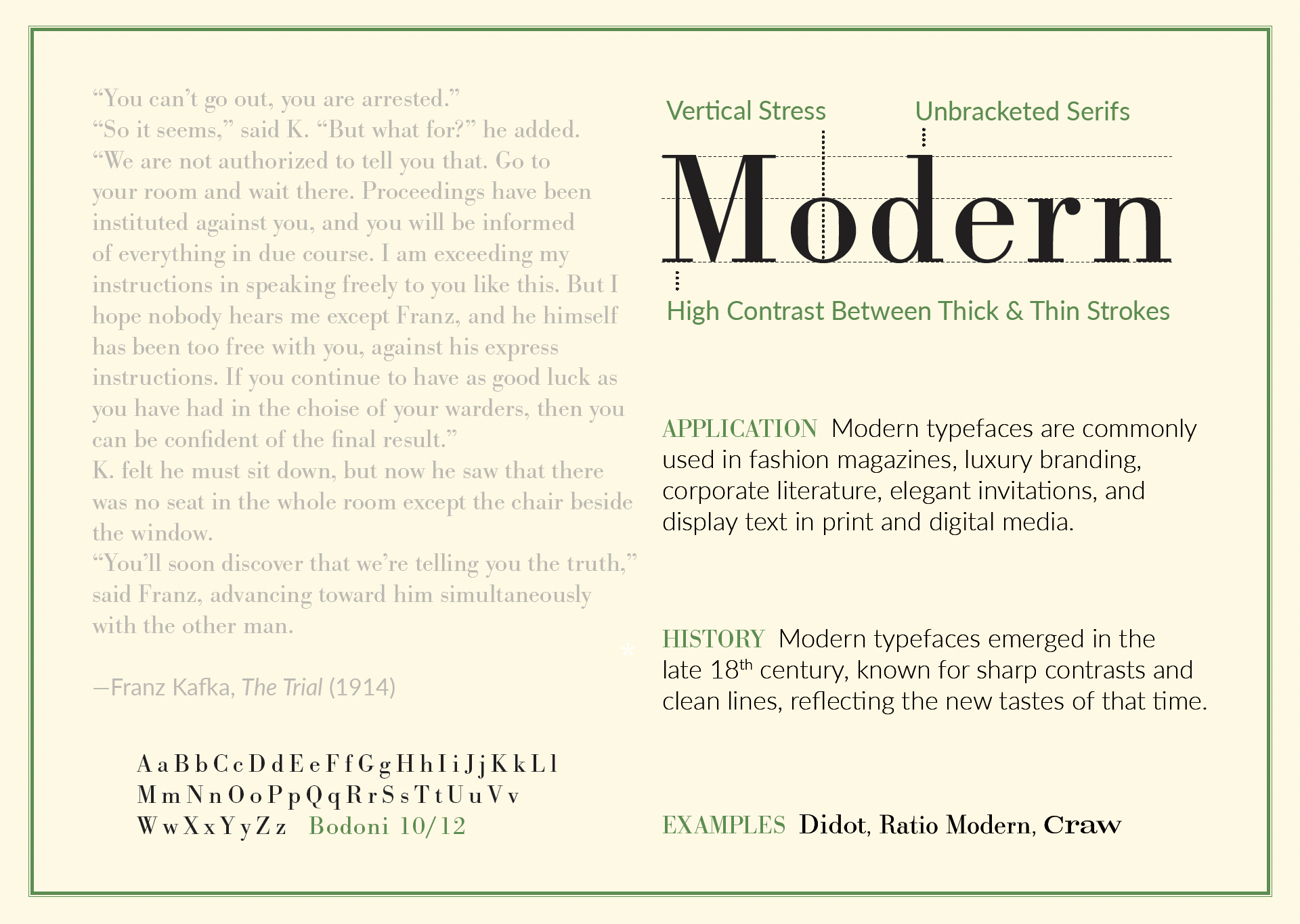Modern classification card with Kafka excerpt