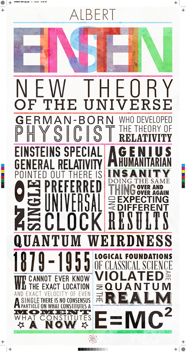 Albert Einstein letterpress-style typographic poster