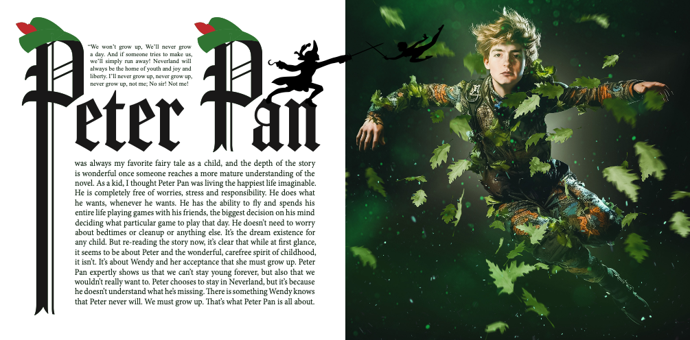 Peter Pan drop cap spread