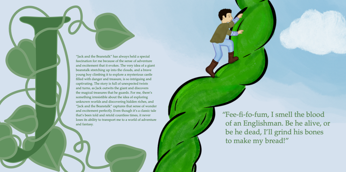 Jack and the Beanstalk drop cap spread