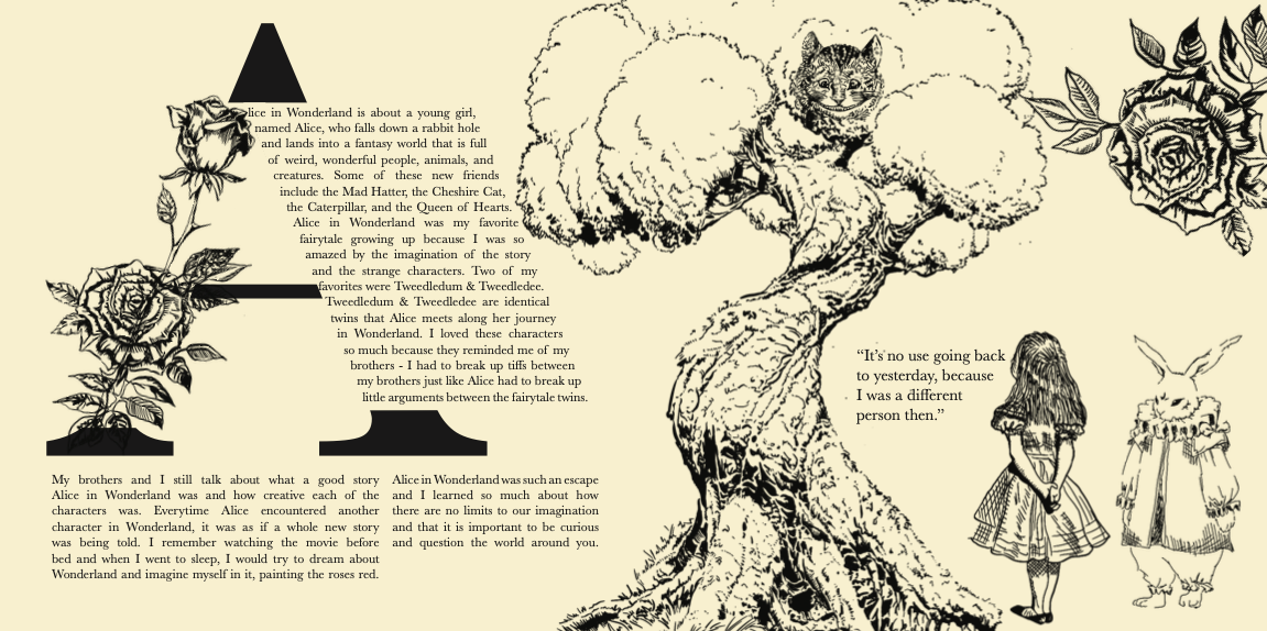 Alice in Wonderland drop cap spread