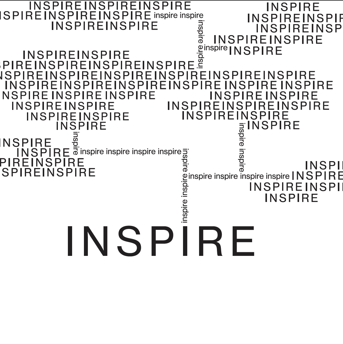 Inspire repeated in a stepped grey and white pattern