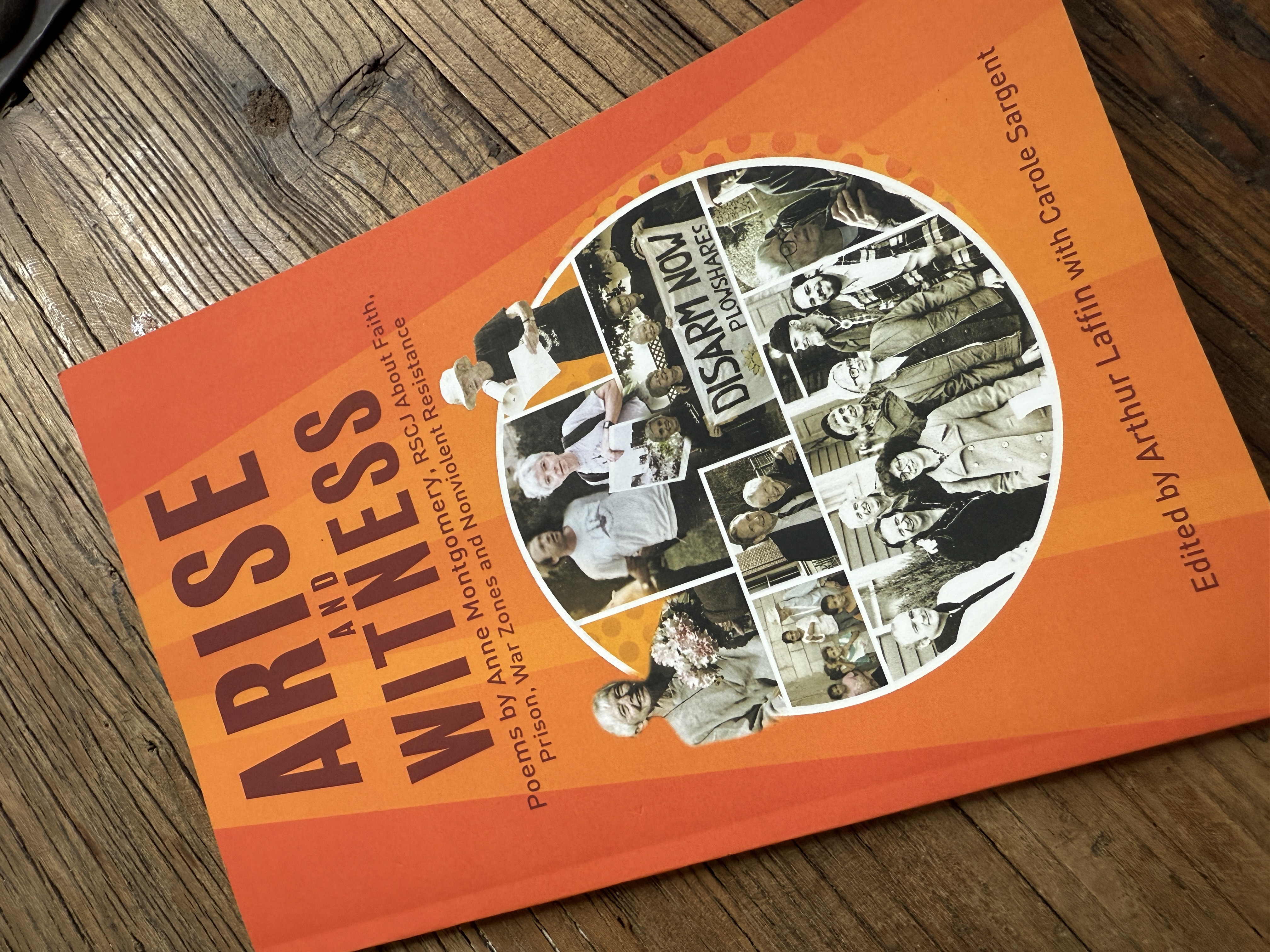 Arise and Witness book cover in orange with photo collage