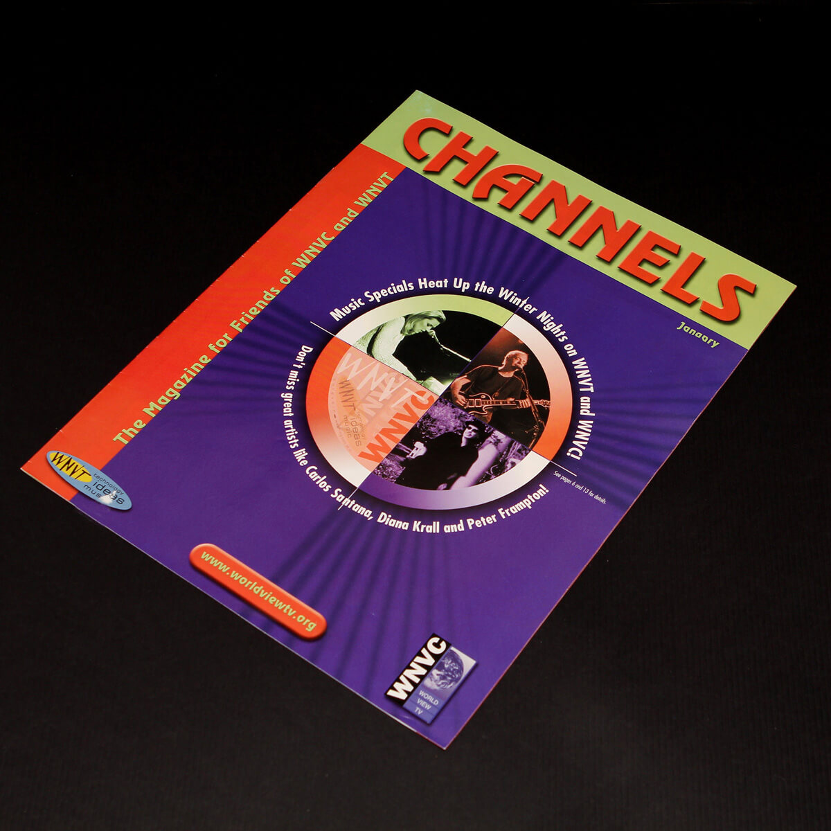 Channels magazine cover in purple and orange