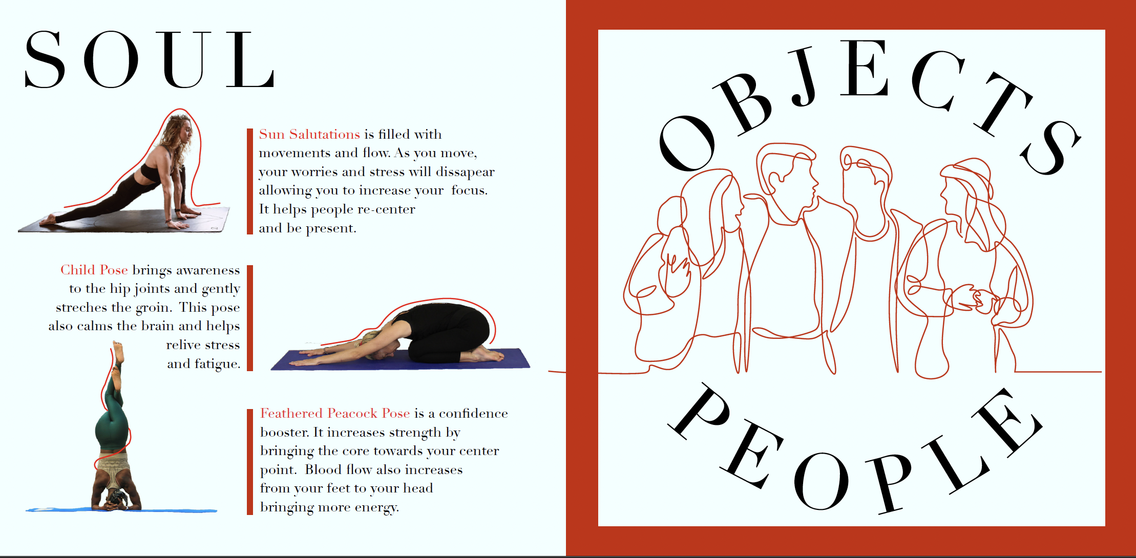 Soul spread on yoga poses with Objects and People title page