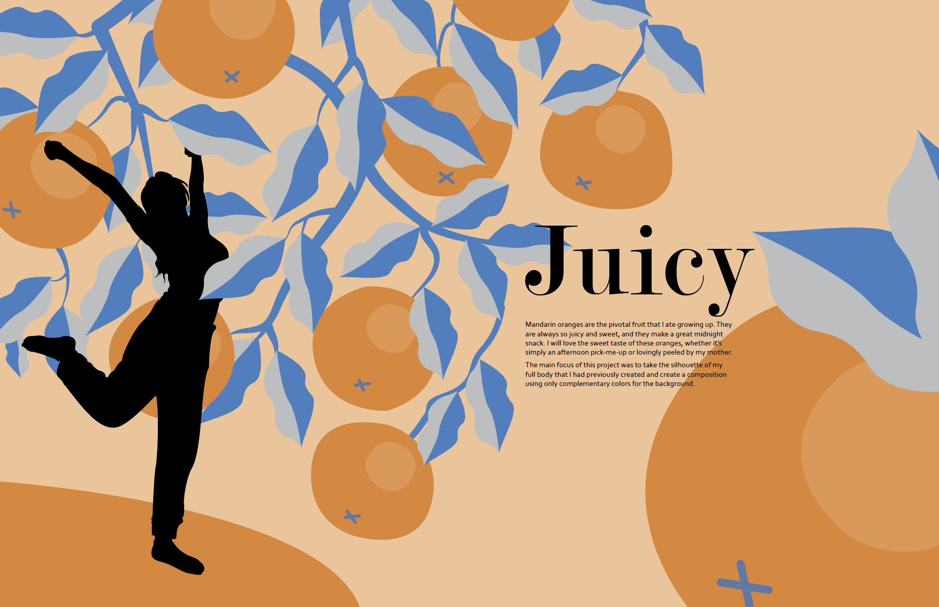 Juicy spread with silhouette and mandarin oranges