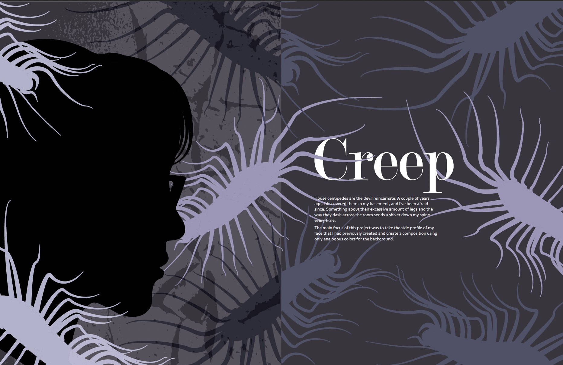 Creep spread with profile silhouette and centipedes