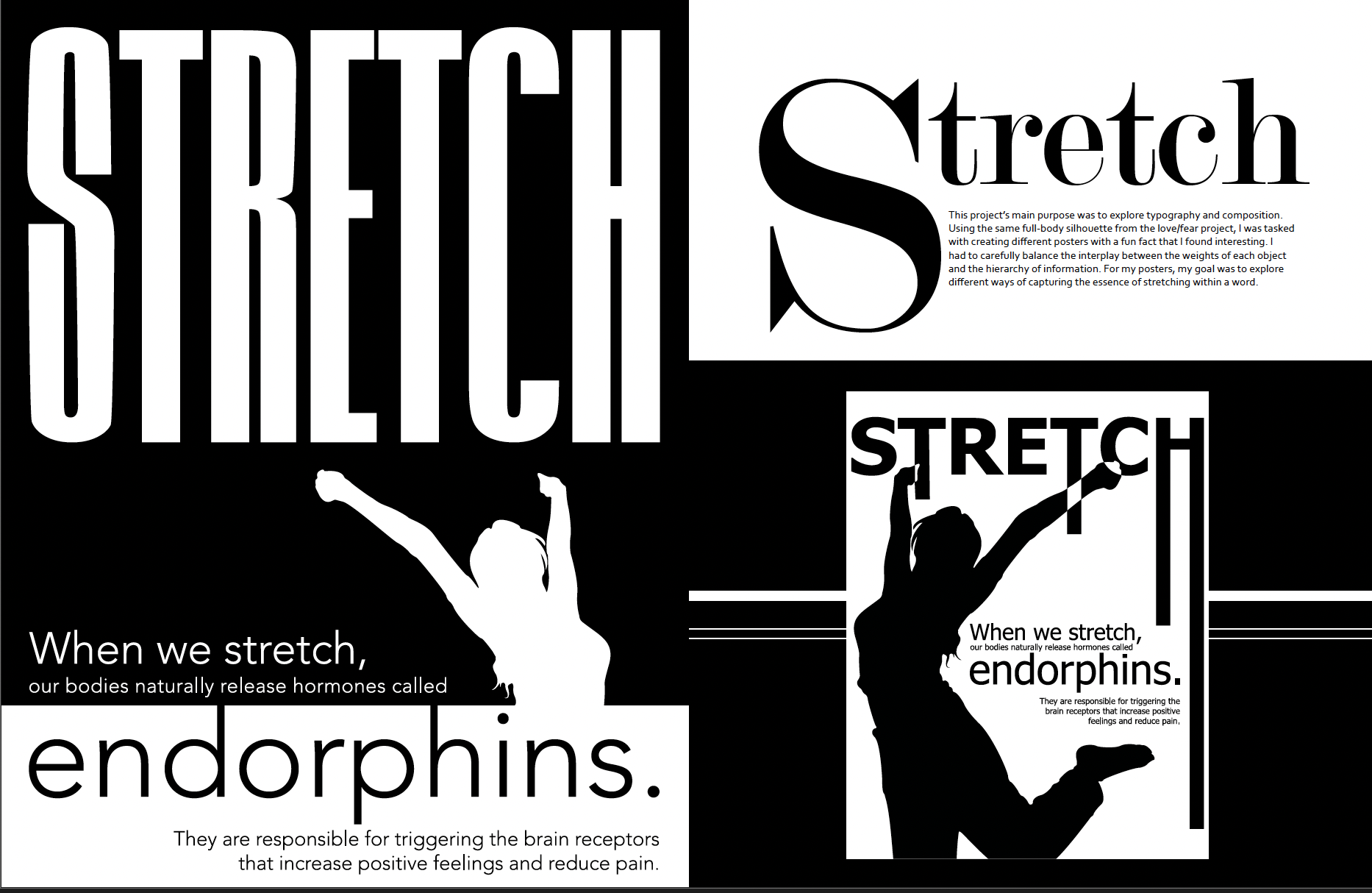 Stretch typographic poster series spread