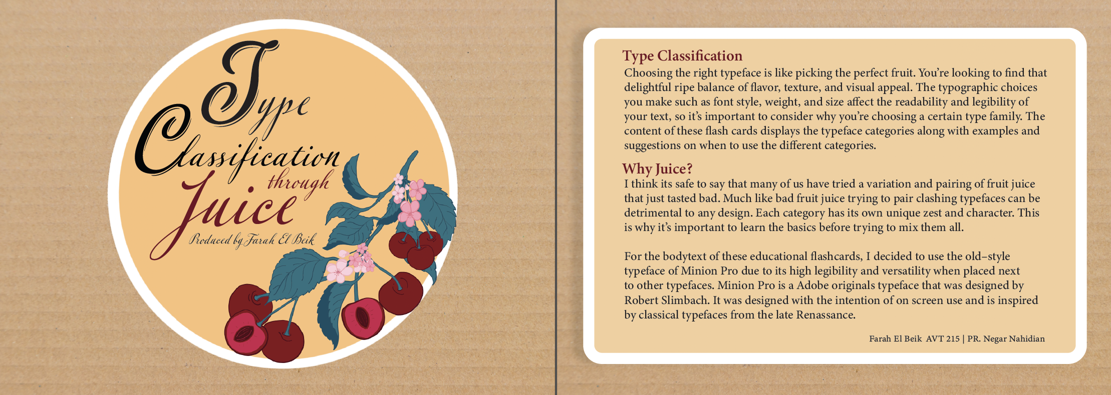 Type Classification through Juice cover and intro card