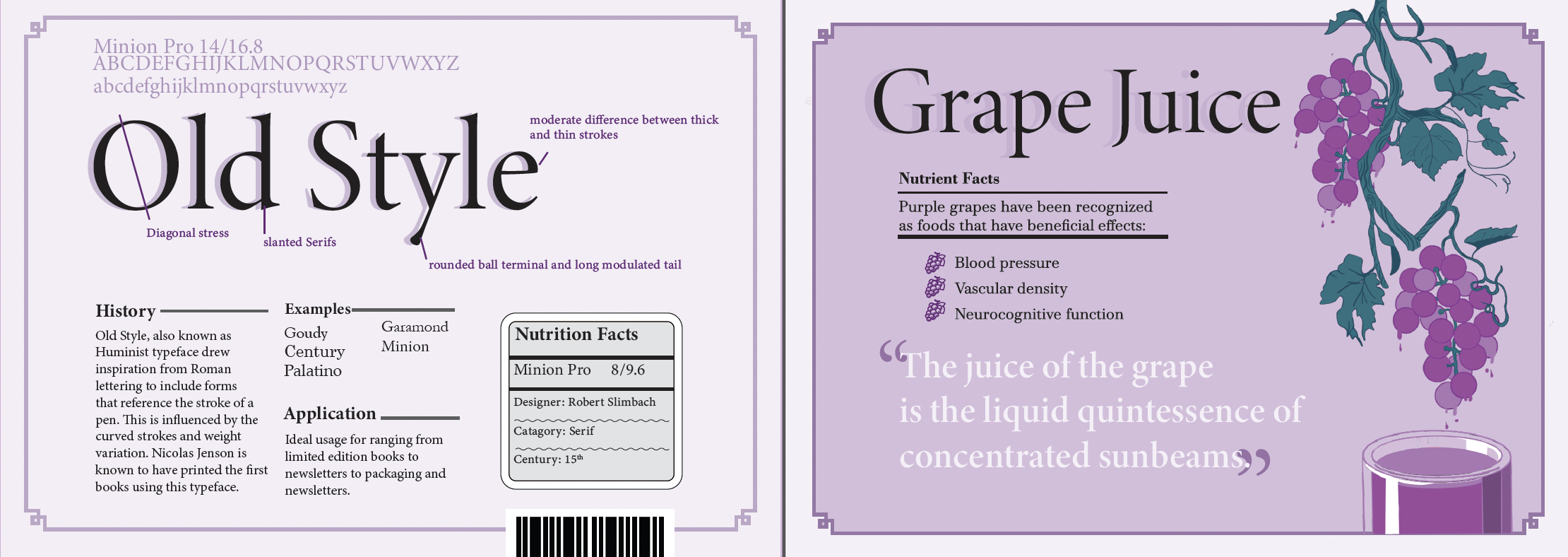 Old Style card with Grape Juice label