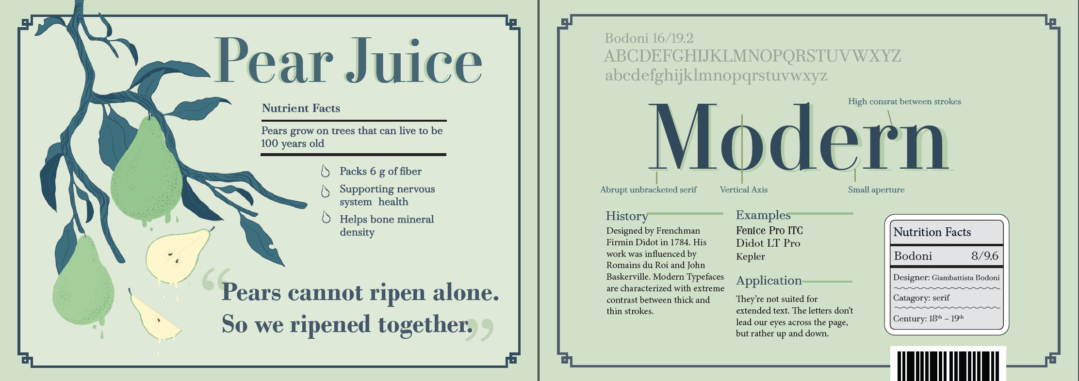 Modern card with Pear Juice label