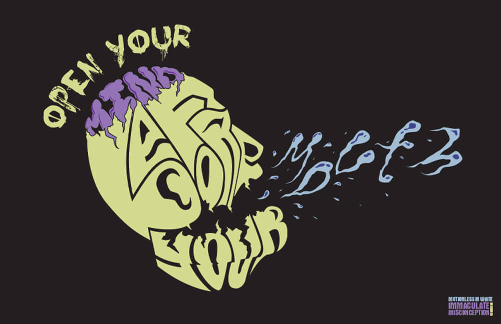 Open Your Mind lyric poster with lettering inside a head
