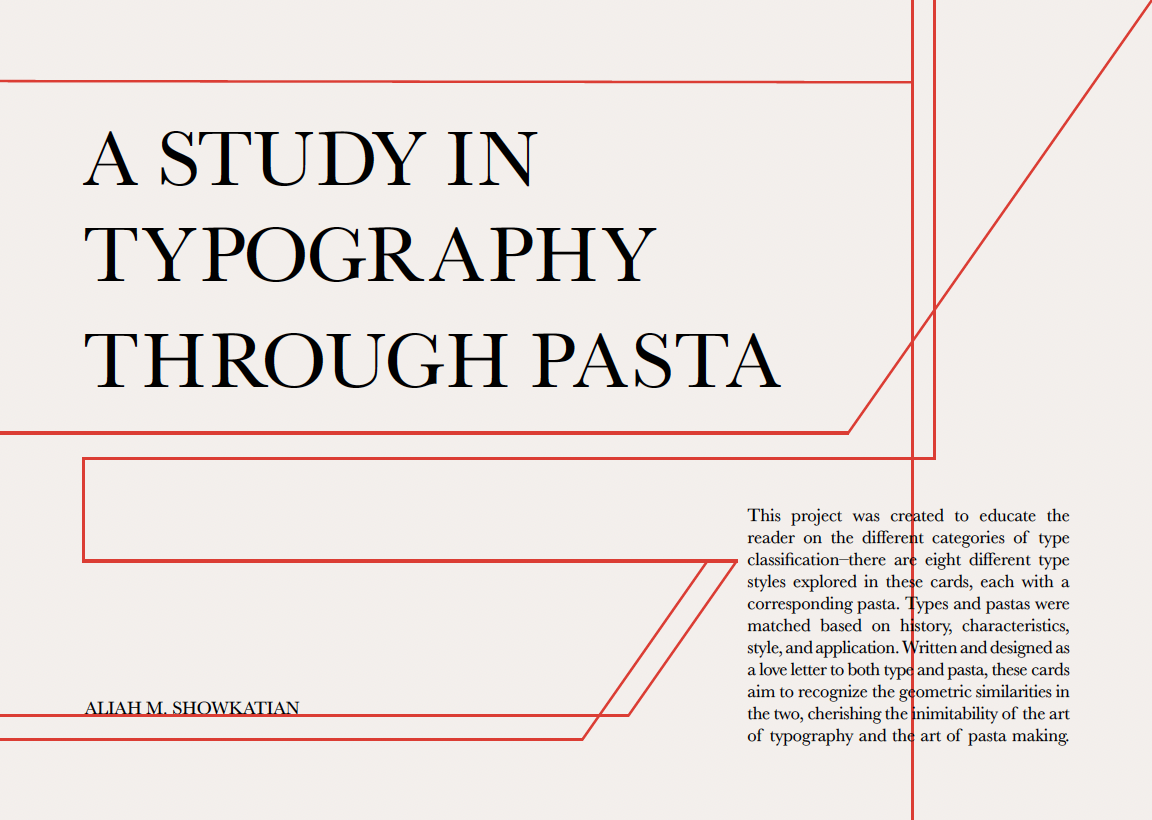 A Study in Typography Through Pasta, title spread