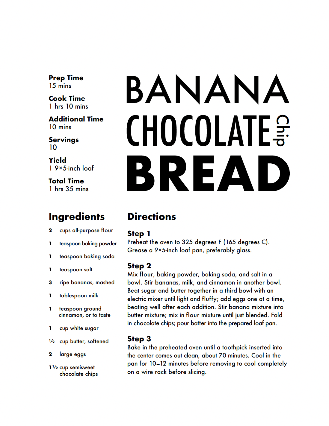 Bold sans recipe layout with stacked display title
