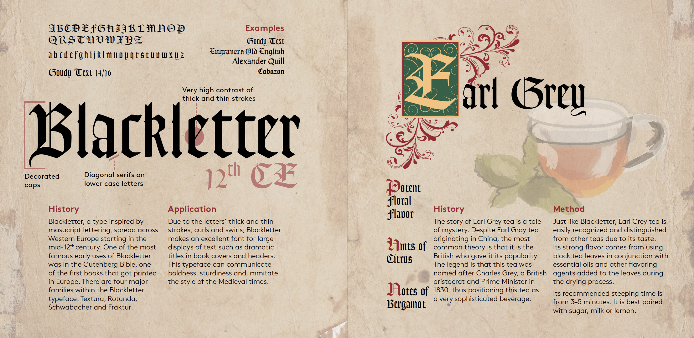 Blackletter and Earl Grey spread