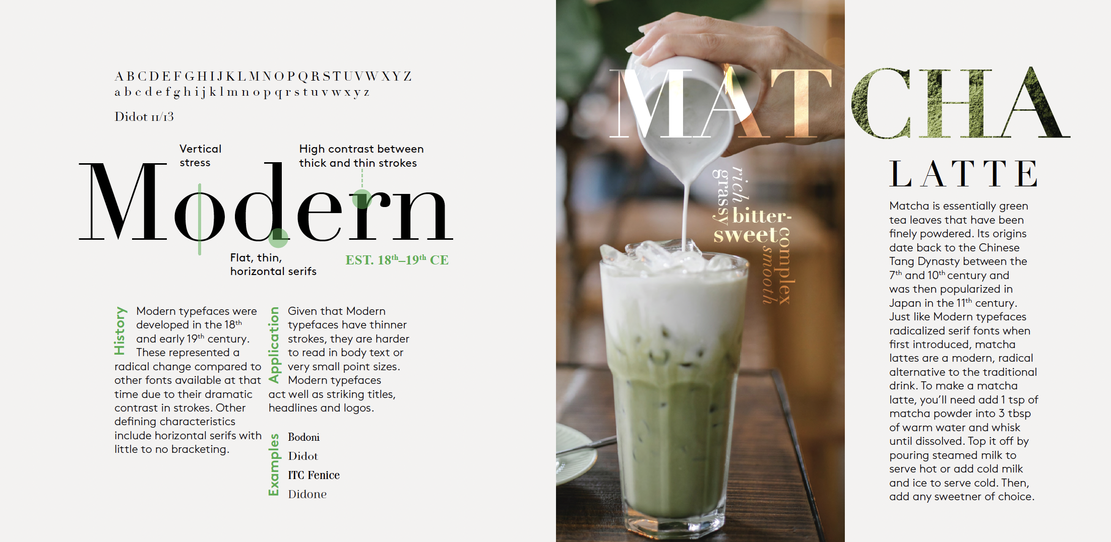 Modern and Matcha Latte spread